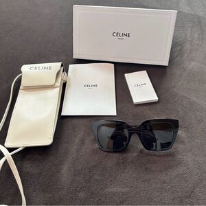 Celine BUNDLE - Black Cateye Sunglasses with Original Gift Box and Case Included